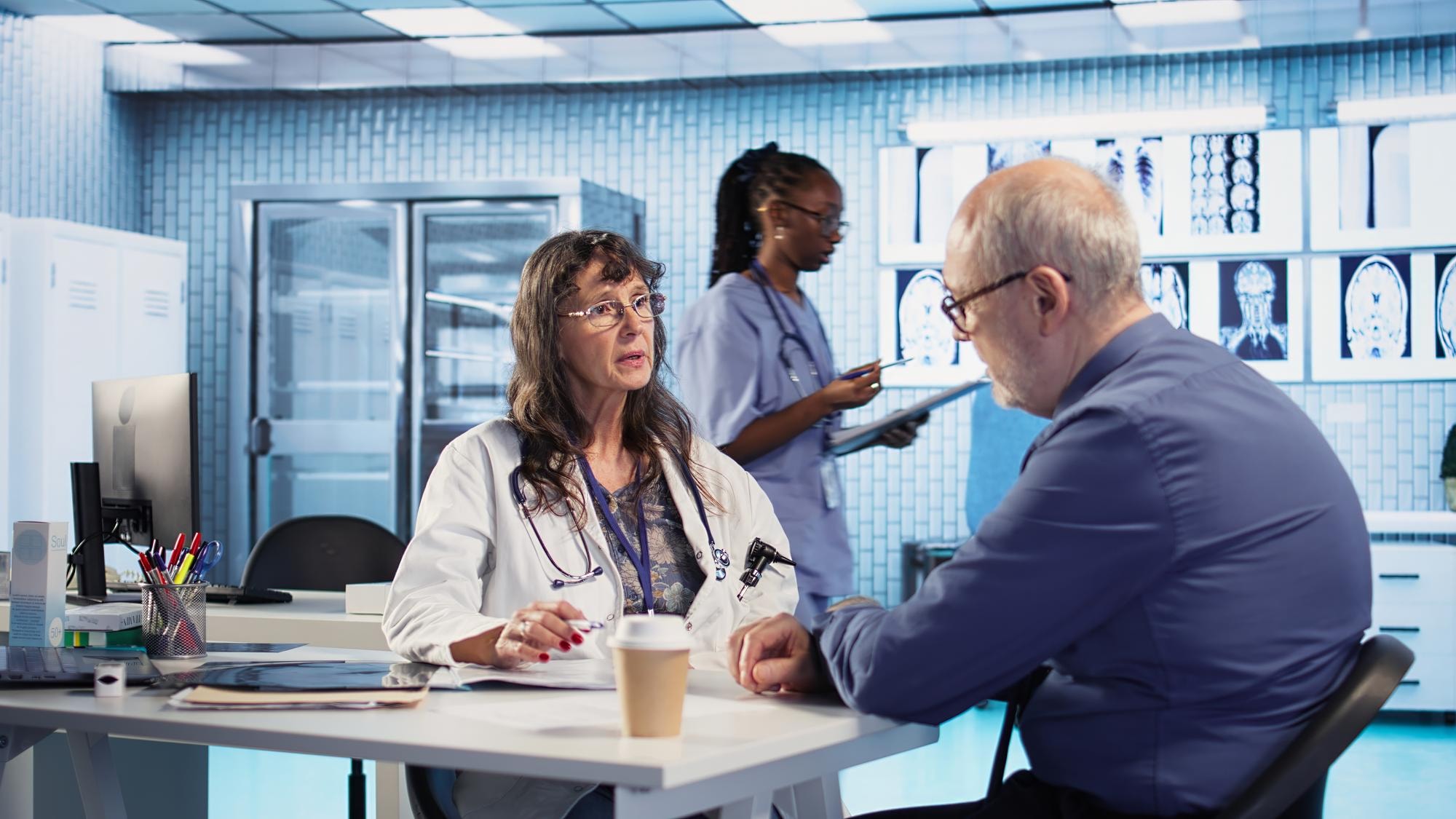 Clinician supporting a client through treatment